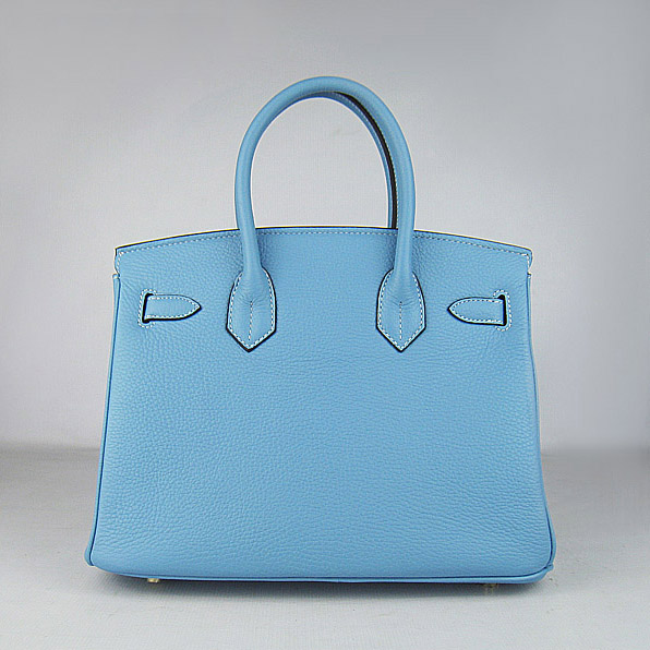Replica Hermes Birkin 30CM Togo Leather Bag Light Blue 6088 On Sale